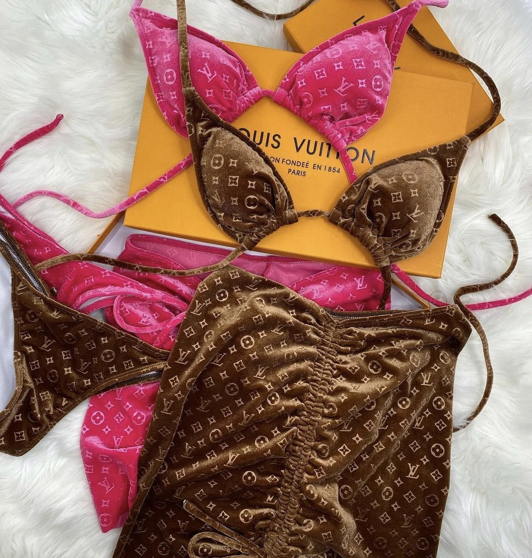 louis vuitton bikini brown